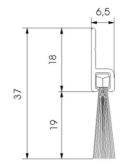 Profilé brosse support alu dépassement de la  brosse 19 mm