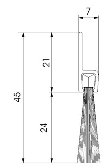 Profilé brosse support alu dépassement de la brosse 24 mm