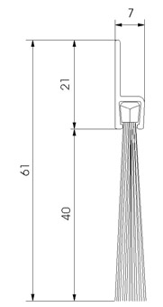 Profilé brosse support alu dépassement de la brosse 40 mm